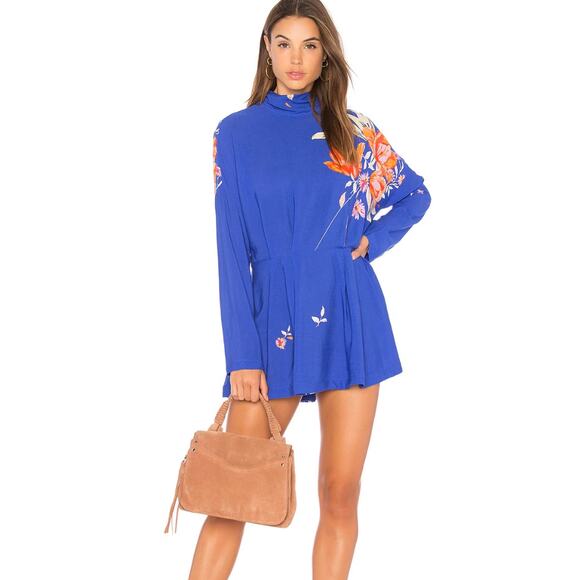 Free People Gemma Tunic Dress Blue Back Tie Size Small - Picture 1 of 4
